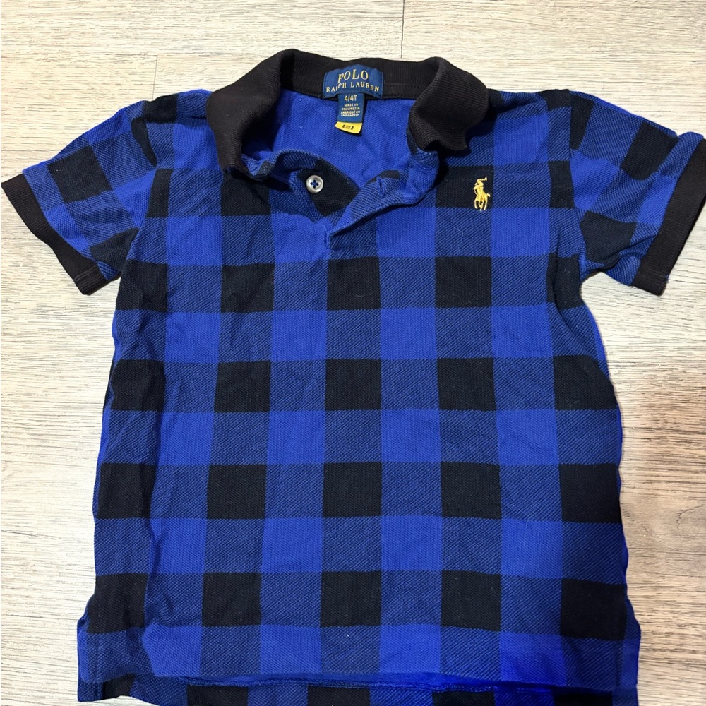 Polo by Ralph Lauren Kids Black and Blue Plaid Polo Size 4T